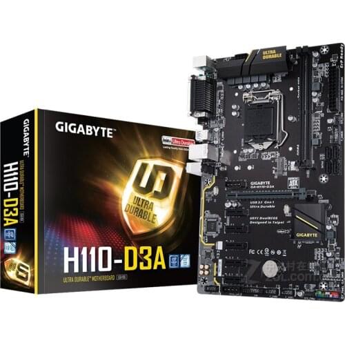 New Mining Motherboard Gigabyte H110-D3A original motherboard LGA 1151 DDR4 32G VGA USB2.0 USB3.1 Refurbished motherboard