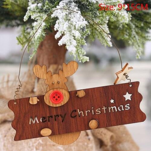 2020 New Year Natural Xmas Elk Wood Craft Christmas Tree Ornament Christmas Decorations Natural Wood Hanging Pendants Party New