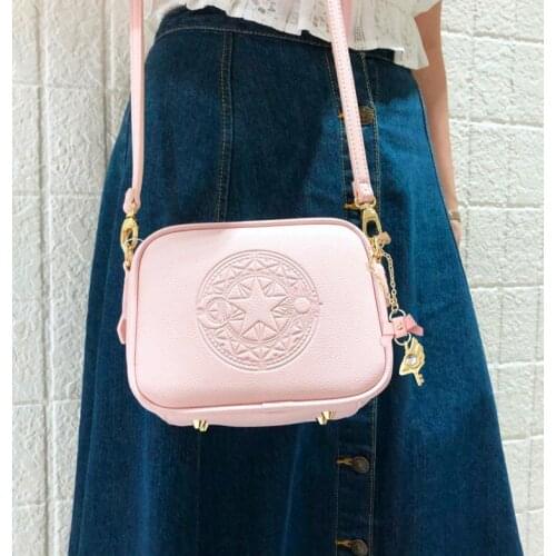 New Card Captor Sakura Kinomoto Cosplay Magic Array Pink PU Leather Small Circular Bag Fashion Women Phone Shoulder Bags Handbag