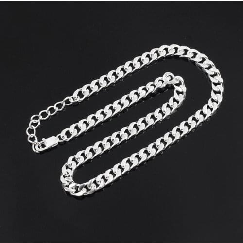 Hip-Hop Necklace For Men 8mm Silver Color Curb Cuban Chain Chokers Necklace 316L Stainless Steel
