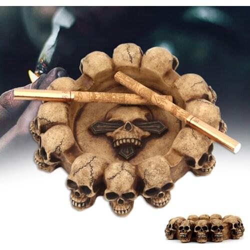 Ashtrays Resin Skull Ash Container Spooky Human Skull Ashtray Smoking Room Office Bar Ornament Halloween Decor @ls