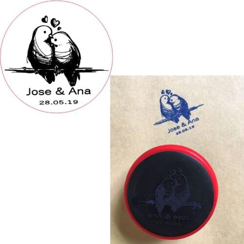 Personalized Self Inking Wedding Stamp 40MM Round Custom Stamp Name And Date For Wedding Invitation