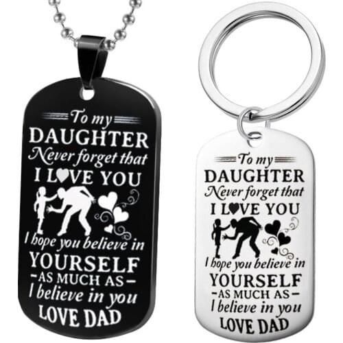 Gift for Children - To My Daughter Never Forget That I Love You Stainless Steel Family Keychain Gift I Believe In Love Dad Mili