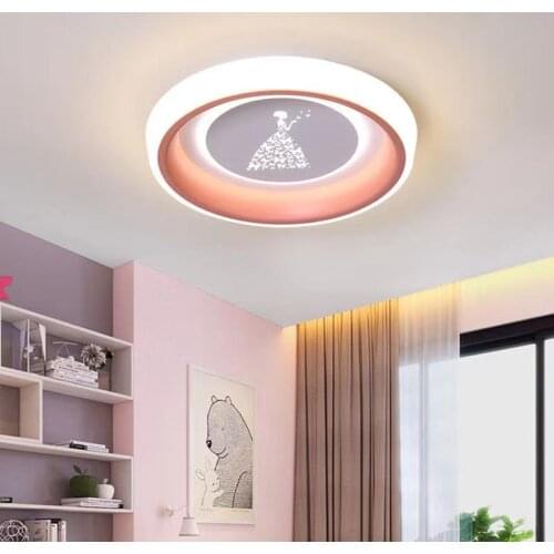 Ceiling Light For Kids Room Girls Bedroom Study Modern Plafon Led Lamp Dimmable Nursery Baby Pink Creative Chandelier Lighting