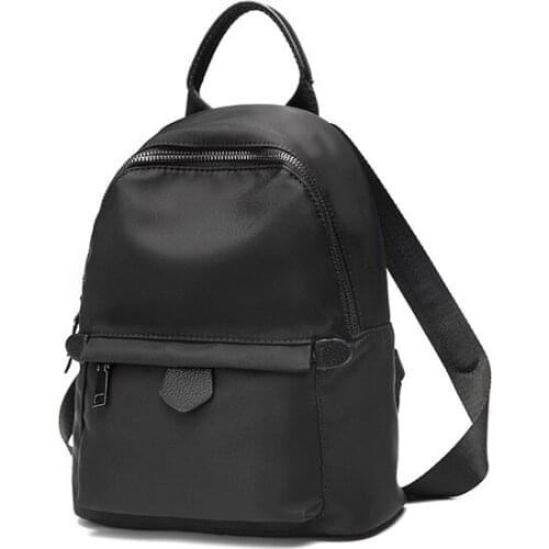 Simple Solid Color Women Backpack Casual Backpack School Girl Nylon Waterproof Shoulder Bag S/L Size Black Color Mochilas