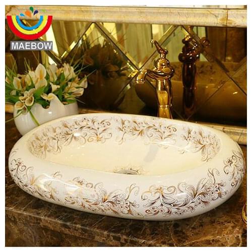 MAEBOW Artistic Oval Countertop Bathroom Sink Wash Basin