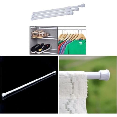 Adjustable Curtain Rod Metal Spring Loaded Bathroom Bar Shower Extendable Telescopic Poles Rail Hanger Rods B99