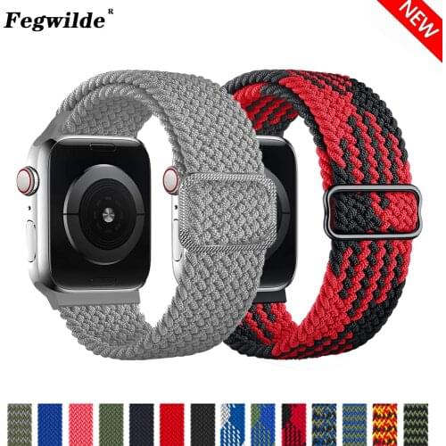 Braided Solo Loop For Apple watch strap 44mm 40mm 38mm 42mm Adjustable Elastic Nylon belt bracelet iWatch series 3 4 5 se 6 band
