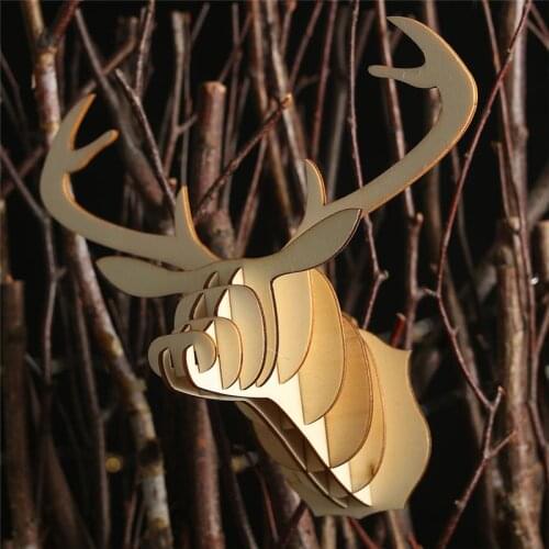 Christmas decorations for home outdoor Wooden DIY deer head pendant new Year Creative wood chip assembly elk diy ornaments FZ235