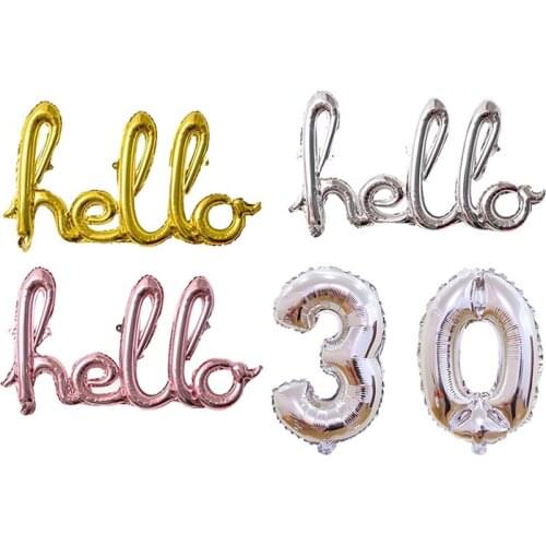 Rose Gold Hello 30 Letter Number Balloons 30/40/50/60th Birthday Party Decor 30 Number Link Balls Inflatable Air Globos Supplies