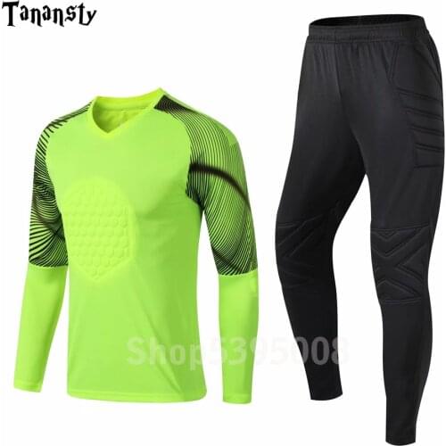 Goalkeeper Shirt Protection Uniform 2019 New Arrival Adult Football Winter Warm Sport training Suit Long sleeve Pants Soccer Men