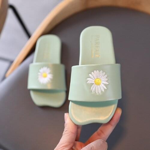 Summer Kids Girls' Sandals Slides White Embroidery Beach Sandals Slippers For Bath Swimming Indoor Outdoor 6 8 10 9 12 Years