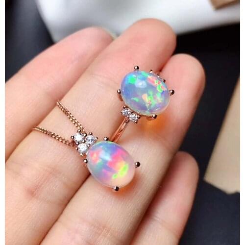 Natural Real Opal jewelry set Natural Real Opal 925 sterling silver 1pc pendant,1pc ring