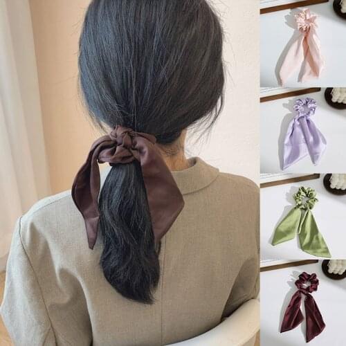 Rabbit Ears Fashion Lady Hairbands Ponytail Scarf Elastic Hair Rope For Women Scrunchies Hair Bands Solid Ribbon Hairbands