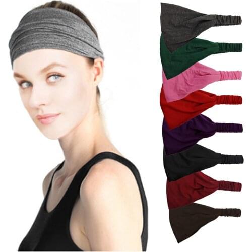 Women Lady Solid Color Lace Wide Elastic Headband Bandanas Head Wraps Sports Hairband Hair Band YOGA Absorb Sweat Belt Tape