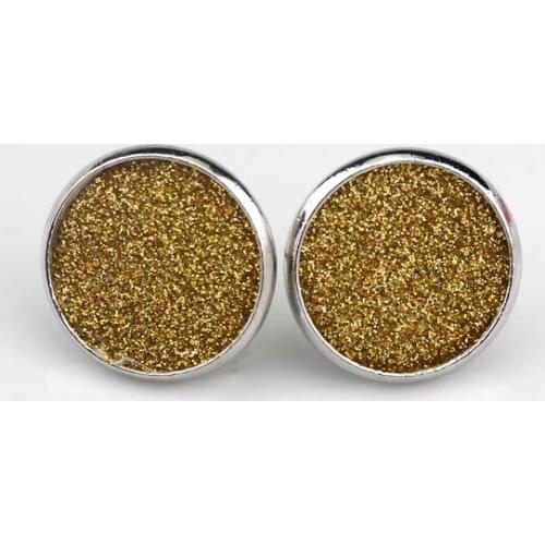 Gold Glitter Button Studs Earrings Custom Button Studs Earrings Fashion Jewelry Wholesale Dropshipping Suppliers