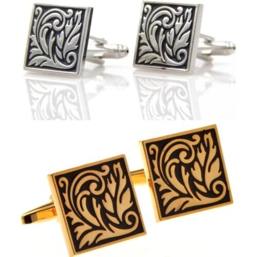 10pairs/lot Classic Ancient Flower Engraved Cufflinks Copper Plating Cuff Links Vintage Business Mens Jewelry Accessory