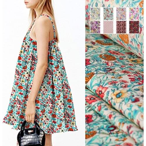 140G/M Floral Print Cotton Summer Spring Jacket Pants Dress Shirt Blouse Fabric E1285