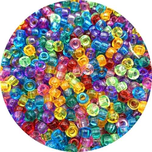 50Pcs 6x9mm Round Big Hole Transparent Plastic Beads Spacer Loose Beads for Jewelry Making DIY Handmade Bracelet Accessories