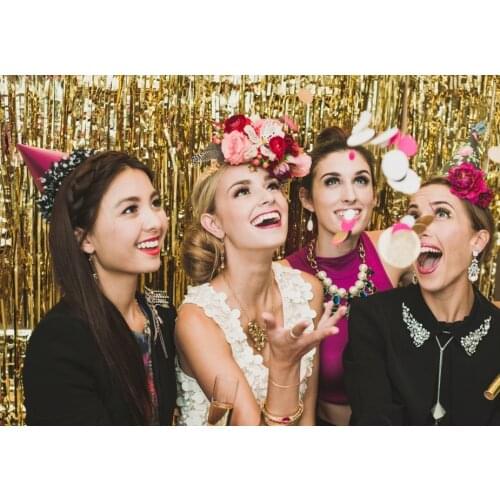 6set/lot 1m *2m gold silver Tinsel Door Curtain Wall Hanging Stripes House Pub Partition Wedding Party backdrop Background Drape