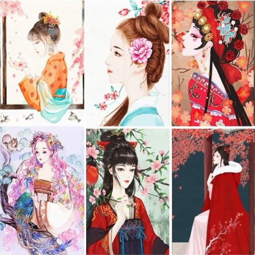 DIY Paints By Numbers Beauty in Costume 50x40 Art Pictures set Coloring Decorative Canvas Wall Artcraft Oil Painting By Number