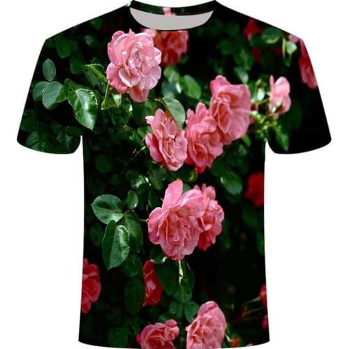 2021 New sunmer Beautiful rose Flowers 3D Print Casual T-shirt Men/Women Tees Quick Dry Tshirts Tops Fashion t shirts Hip hop
