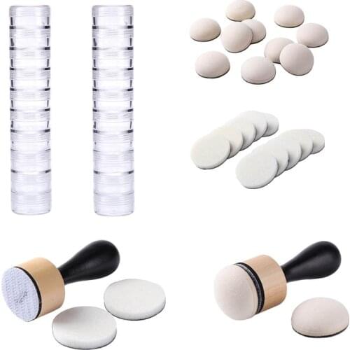 10 Pcs/Column Round Stackable Jars &Mini Ink Blending 10 pcs Round Foams for DIY Scrapbooking Wholesale Refills Foams