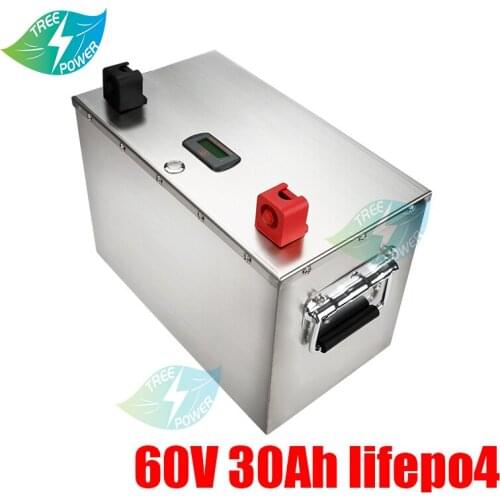 Lithium 60v 30ah lifepo4 battery with BMS Deep cycle for 2500w 1500w bike scooter Tricycle Go Cart vehicle +5A charger