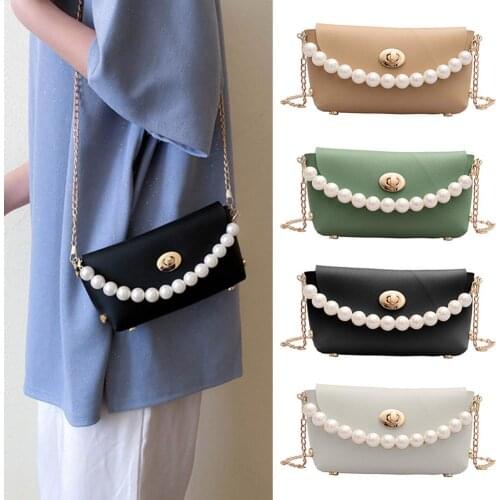 Fashion Women Faux Pearl Beaded Design PU Leather Shoulder Bags For Women 2020 Pattern Crossbody Bag Female Travel Handbags