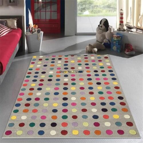 Fashion Gray Colorful Wave Dot Carpet Kids Room Carpet Family Living Room Girl Bedroom Floor Mats
