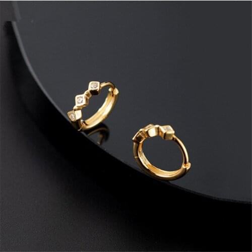 New Contracted 925 Silver Rhombus Clip Earrings Zircon Non Piercing Cartilage Temperament Geometric Ear Jewelry For Women Lady