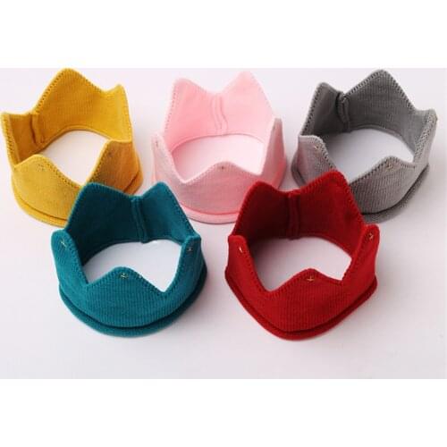 1-3 Years New Fashion Crown Baby Hat knitting Cotton Newborn Photo Props Cap Handmade Knitted Kids Birthday Cap