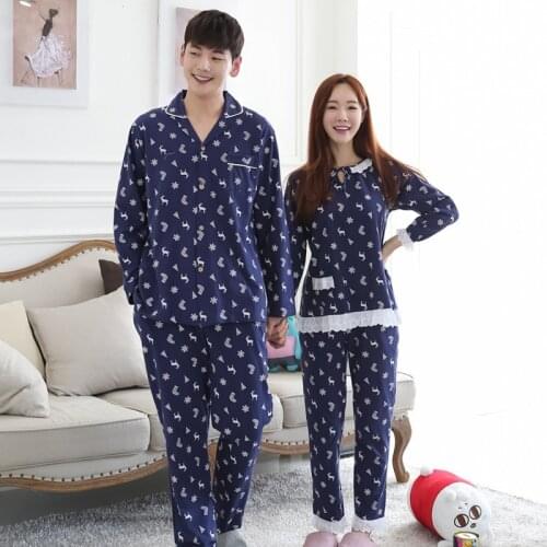 Couple Pajama Sets O-Neck Long Sleeve New Arrive Men Pijama Sleepwear Spring Summer Women Pajamas Nightwear Pijamas Hombre JS566