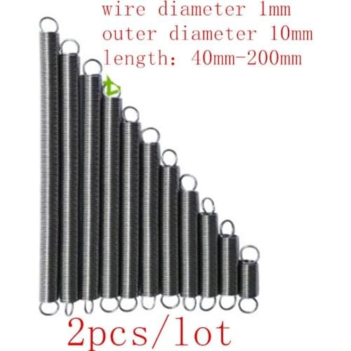 2pc wire 1.0mm outer diameter 10mm Dual Hook Long Expansion Tension Spring Hardware Accessories 304 Stainless length 60mm-150mm
