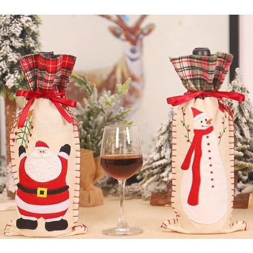 Christmas Wine Bottle Cover Santa Claus Wine Bottle Bag Christmas Decorations for Home Table New Year Christmas Ornaments