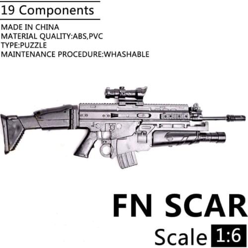 1:6 FN Scar Assault Rifle Gun 1/6 Plastic Puzzle Weapon Model for 12" Soldier Mini Gun Assembling Toy