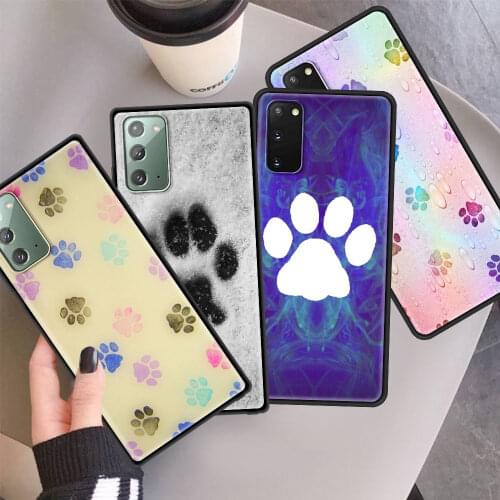 Silicone Case For Samsung Galaxy S20 FE S10 Plus S21 S9 S8 Note 10 Lite 20 9 Ultra Phone Cover Soft Shell Cat Dog Paw Animal Sac