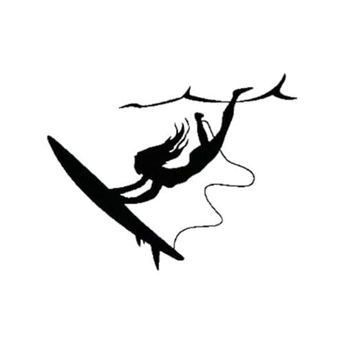 Surfing Girl Beach Surfer Sports Art Car Rear Car Sticker Decal Decor Waterproof Decals Window White Black L525