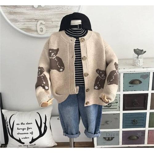 Grey Khaki Spring Autumn Tops Boys Sweater Jacket Coat Kids Knitting Overcoat Outwear Teenager Children Clothes High Quality