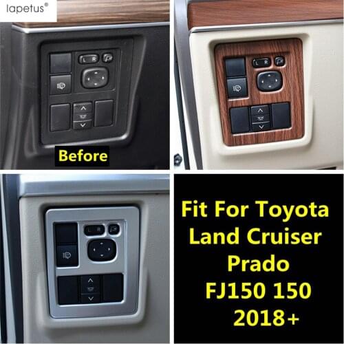 For Toyota Land Cruiser Prado FJ150 150 2018-2020 Wood Grain ABS Interior Accessories Head Light Switch Button Panel Cover Trim