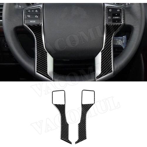 Carbon Fiber Interior Trim Car Steering Wheel Trim Frame Panel Cover Stickers For Toyota Land Cruiser Prado 2010-2018