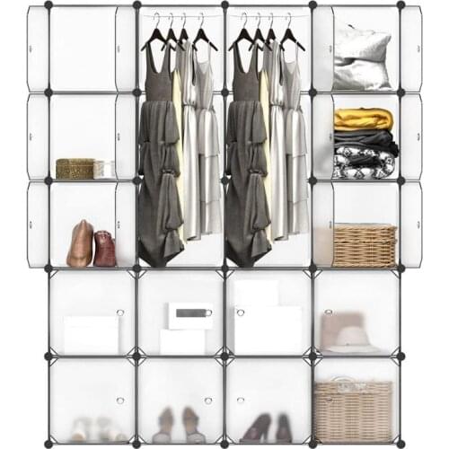 Waterproof Transparent Plastic Wardrobe Bedroom Clothing Shoes Storage Cabinet Dustproof Closet 147*37*183cm HWC