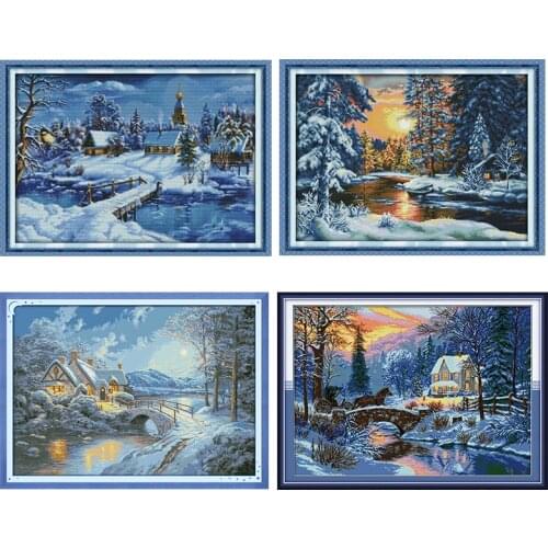 Embroidery Needlework Patterns A World of Ice and Snow Counted Printed Cross Stitch Sets 11CT 14CT Handmade Stamped Fabric Gifts