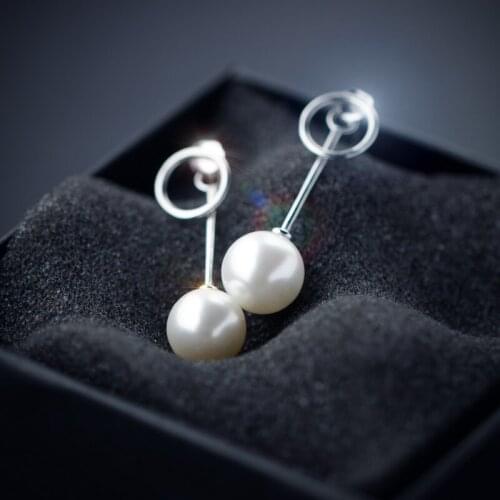 MloveAcc New 100% Authentic 925 Sterling Silver Simulated Pearls Earring Special Style Female Drop Earrings for Women