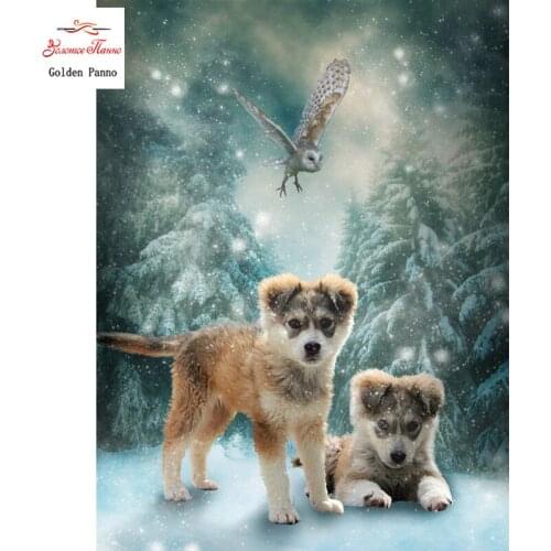 GOLDEN PANNO Diamond Painting Full Square 5D Diy Daimond Embroidery Diamant Mosaic Sale Displasy Broderie Diamant wolf cub 12