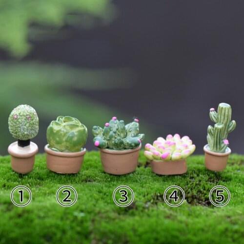 10PCS Mini Artificial Fleshy Cactus Plant Real Touch Palm Bonsai Landscape Decorative Flower Talbe Decoration Resin Miniature