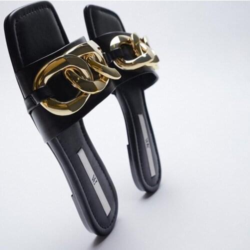 2021 Summer Women Slippers Brand Women Sandals Leisure Chain Female Slides Flat Zapatos De Mujer Light Women Beach Slipper