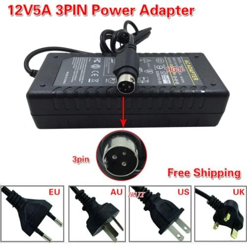 AC/DC Power Aadapter 12v5a 3pin power supply TV power adapter AC110V/220V to DC12V5A 3 hole three port adapter