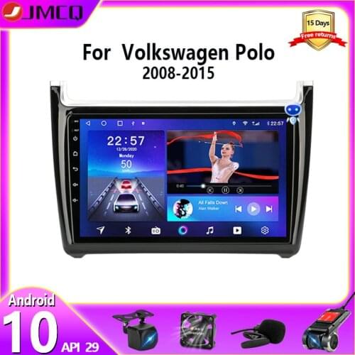 JMCQ T9 Andriod 9.0 Car Radio Multimedia Player For Volkswagen Polo 2008-2015 GPS Navigaion 2 Din RDS DSP 4G+64G Split Screen