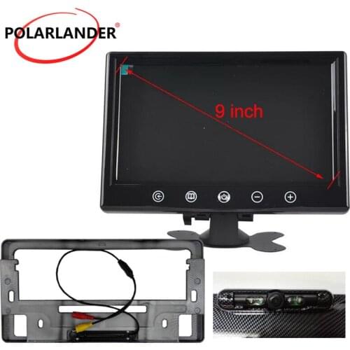 9" TFT Car Monitor 360 Degree Parking Radar HD Desktop For Japan/US/Korea License 16 LED Wireless Transmitter Reversing Camera